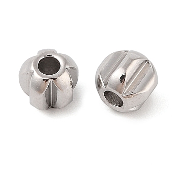 Non-Tarnish 303 Stainless Steel Beads, Pumpkin, Stainless Steel Color, 5x5mm, Hole: 2mm