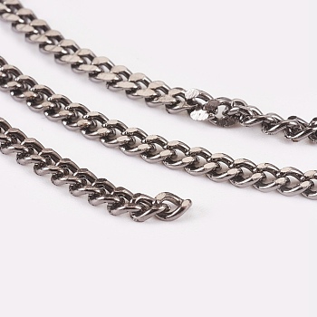 Iron Cuban Link Chains, Chunky Chains, Unwelded, with Spool, Oval, Gunmetal, 4.5x3x1mm, about 164.04 Feet(50m)/roll