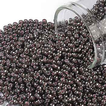 TOHO Round Seed Beads, Japanese Seed Beads, (367) Inside Color Luster Black Diamond/Pink Lined, 11/0, 2.2mm, Hole: 0.8mm, about 1110pcs/10g