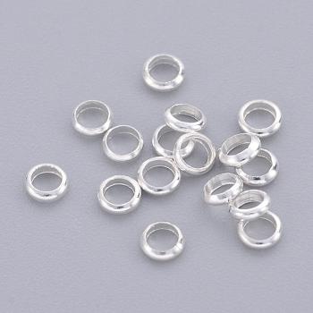 Brass Spacer Beads, Rondelle, Silver Color Plated, 3.5x1mm