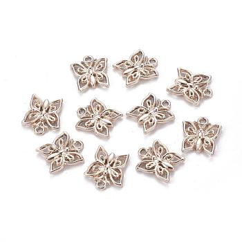 Alloy Butterfly Charms, Long-Lasting Plated, Light Gold, 14x13x2mm, Hole: 1mm