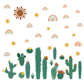 PVC Wall Stickers, Wall Decoration, Cactus Pattern, 290x900mm, 2 style, 1 sheet/style, 2 sheets/set