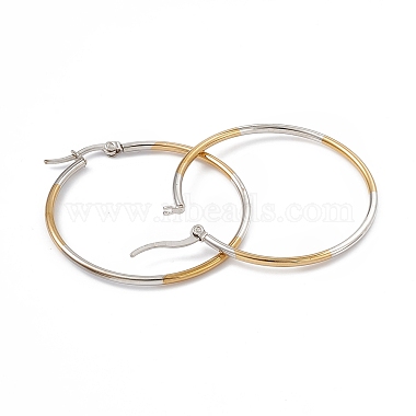 Two Tone 201 Stainless Steel Hoop Earrings with 304 Stainless Steel Pins for Women(EJEW-B016-03C)-2