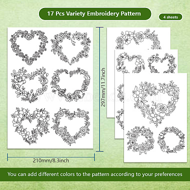 4 Sheets 11.6x8.2 Inch Stick and Stitch Embroidery Patterns(DIY-WH0455-151)-2