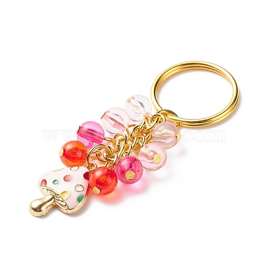 4Pcs Heart/Rainbow/Mermaid/Mushroom Alloy Enamel Pendant Keychain(KEYC-JKC00412-02)-5