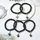 Natural Lava Rock & Gemstone Stretch Bracelet with Alloy Fairy Charms(BJEW-JB08730)-5