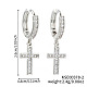 Shiny Brass Pave Cubic Zirconia Cross Hoop Earrings(LO7750-2)-1