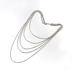 Tarnish Resistant 304 Stainless Steel Tiered Necklaces, Stainless Steel Color, 18.1 inch(46cm)(NJEW-JN01356)