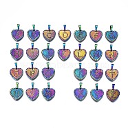 Ion Plating(IP) 304 Stainless Steel Pendants, Heart with Alphabet A~Z, Rainbow Color, 16x15.5x2mm, Hole: 5.5x2.5mm, about 26pcs/set(STAS-S119-011-02)