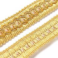 Polyester Ribbon, Wave Pattern, Gold, 3/4 inch(20mm), about 13.12 Yards(12m)/Card(OCOR-WH0066-95)