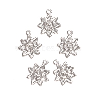 304 Stainless Steel Pendants, Flower, Stainless Steel Color, 20.5x17x1mm, Hole: 2mm(STAS-M274-036P)
