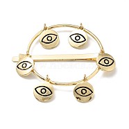 Alloy Enamel Hair Bobby Pin, with Iron Findings, Ring and Flat Round with Eye, Light Gold, 65x67x10.5mm(PHAR-H070-04KCG)