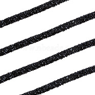 5M PVC Tubular Synthetic Rubber Cord, Hollow Pipe, with Resin Rhinestone, Black, 5~6mm, Hole: 2mm(RCOR-GF0001-02)