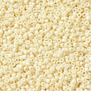 TOHO Round Seed Beads, Japanese Seed Beads, (762) Opaque Pastel Frost Egg Shell, 15/0, 1.5mm, Hole: 0.7mm, about 15000pcs/50g(SEED-XTR15-0762)