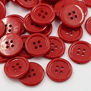 Acrylic Sewing Buttons, Plastic Shirt Buttons for Costume Design, 4-Hole, Dyed, Flat Round, Dark Red, 17x2mm, Hole: 1mm(BUTT-E076-B-07)