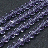 Faceted Round Imitation Austrian Crystal Bead Strands, Grade AAA, Lilac, 8mm, Hole: 0.9~1mm, about 50pcs/strand, 15.7 inch(G-M182-8mm-04A)