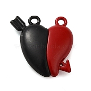 Spray Painted Alloy Magnetic Clasps, Heart, Red, Black, 22x20.5x6.5mm, Hole: 1.8mm(PALLOY-Q461-03)