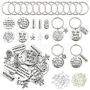 DIY Inspirational Words Keychain Making Kit, Including Alloy Pendants, Iron Split Key Rings & Jump Rings, Rectangle & Heart & Star, Platinum, 110Pcs/bag(DIY-FS0005-26)
