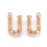 Brass Pendants, Letter, Real 18K Gold Plated, Letter.U, 19x12x4mm, Hole: 1mm(X-KK-T038-193G-U)