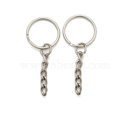 Iron Split Key Rings, with Chains, Keychain Clasp Findings, Platinum, 25x2.9mm, Inner Diameter: 22.1mm(IFIN-P018-01C-P)