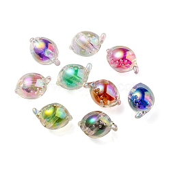 UV Plating Rainbow Iridescent Acrylic Beads, Two Tone Bead in Bead, Fish, Mixed Color, 15x17x15mm, Hole: 3.5mm(OACR-F004-07)