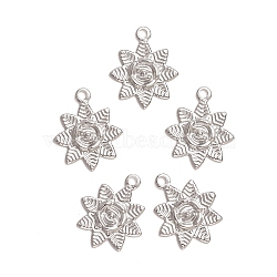 304 Stainless Steel Pendants, Flower, Stainless Steel Color, 20.5x17x1mm, Hole: 2mm(STAS-M274-036P)