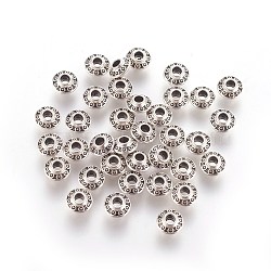 Tibetan Style Alloy Spacer Beads, Bicone, Antique Silver, Lead Free & Cadmium Free & Nickel Free, 6.5x3.5mm, Hole: 2mm(LF0725Y-NF)