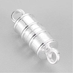 Silver Color Plated Brass Magnetic Clasps, Column, 16x6mm, Hole: 1.8mm(X-KK-MC026-S)
