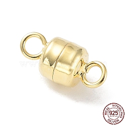 925 Sterling Silver Magnetic Clasps, Column, Real 18K Gold Plated, 10.5x5x5mm, Hole: 1.8mm(STER-A043-01G)