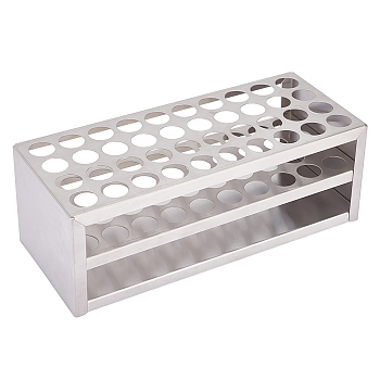 40-Hole 201 Stainless Steel Test Tube Display Stands, Multi-functional Holder Rack, Rectangle, Stainless Steel Color, 95x270x114mm, Hole: 20.5mm