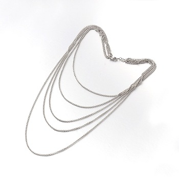 304 Stainless Steel Tiered Necklaces, Stainless Steel Color, 18.1 inch(46cm)