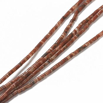 Natural Sesame Jasper/Kiwi Jasper Beads Strands, Column, 4.3~5.6x2.3~2.5mm, Hole: 0.9mm, about 82~86pcs/strand, 14.96~17.71 inch(38~45cm)