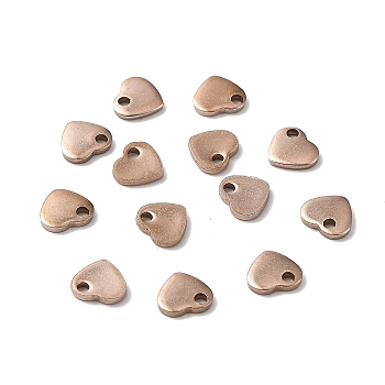 304 Stainless Steel Charms, Stamping Blank Tag, Heart, Rose Gold, 5x6x1mm, Hole: 1mm