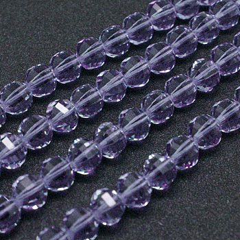 Faceted Round Imitation Austrian Crystal Bead Strands, Grade AAA, Lilac, 8mm, Hole: 0.9~1mm, about 50pcs/strand, 15.7 inch
