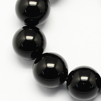 Natural Obsidian Bead Strands, Round, 14mm, Hole: 1mm, about 28pcs/strand, 15.3 inch