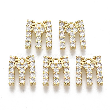 Real 18K Gold Plated Clear Alphabet Brass+Cubic Zirconia Charms