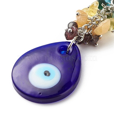 Natural & Synthetic Gemstone Beaded & Handmade Lampwork Pendants Keychain(KEYC-JKC00344-01)-2