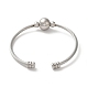 304 bracelets manchette à perles rondes en acier inoxydable(BJEW-P310-03P)-2