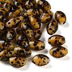 Handmade Lampwork Beads, Rice with Leopard Print, Goldenrod, 15.5~16x10.5~11.5mm, Hole: 1.4mm(LAMP-B037-01)