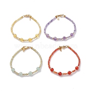 Natural & Synthetic Mixed Gemstone Beaded Bracelets Sets, with Cubic Zirconia Beads & Brass Beads, 7-5/8 inch(19.5cm), 4pcs/set(BJEW-JB06518)
