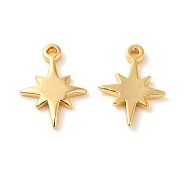 Brass Charms, Star Charm, Real 18K Gold Plated, 10.5x7.5x1mm, Hole: 0.8mm(KK-F087-01G-01)