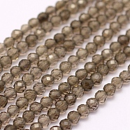 Natural Smoky Quartz Beads Strands, Dyed & Heated, Faceted, Round, 3mm, Hole: 0.5mm, about 132pcs/strand, 15.7 inch(40cm)(G-F509-24-3mm)