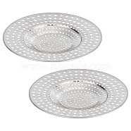 201 Stainless Steel Drain Hair Catchers, Sturdy Shower Drain Cover, for Bathroom, Bathtub, Handbasin and Kitchen, Flat Round, Stainless Steel Color, 91x8mm, 2pcs/set(AJEW-WH0020-45)