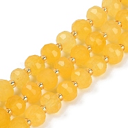 Natural Yellow Agate(Dyed & Heated) Beads Strands, Faceted, Rondelle, with Seed Beads, 7.5~8x6.5mm, Hole: 1.4mm, about 45~46pcs/strand, 15.75''(40cm)(G-H057-A14-03)