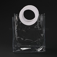 PVC Transparent Bag, with Round PU Leather Handles, for Gift or Present Packaging, Rectangle, White, 25x18cm(ABAG-H107-02A)