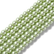 Eco-Friendly Dyed Glass Pearl Beads Strands, Grade A, Round, Cotton Cord Threaded, Honeydew, 6mm, Hole: 1.2~1.5mm, about 70pcs/strand, 15.7 inch(HY-A008-6mm-RB005)