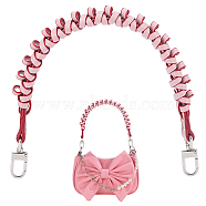 PU Leather Woven Bag Handles, with Alloy Swivel Clasps, for Bag Straps Replacement Accessories, Pink, 44x2.2x2cm(AJEW-WH0367-59A)