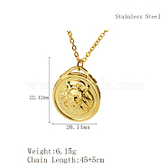 Stylish Stainless Steel Lion Pendant Necklaces for Women, Real 18K Gold Plated, 17.72 inch(45cm)(TW3912-2)