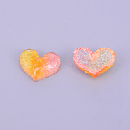 Resin Cabochons, with Glitter Powder, DIY Accessories, Heart, Orange, 17x20x6mm(RESI-CJC0001-74A)