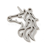 Stainless Steel Pendants, Laser Cut, Unicorn, Stainless Steel Color, 18x17.5x1mm, Hole: 1.2mm(FIND-Z009-01P)